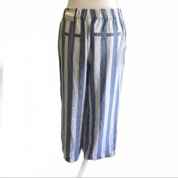 Old Navy Linen-Blend Striped Cullote Pants Size 8 - Picture 3 of 5